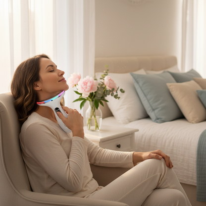 CkeyiN 4 Color Neck Beauty Device EMS Face Lifting Machine Double Chin Remover LED Anti Wrinkle Skin Tightening Facial Massager